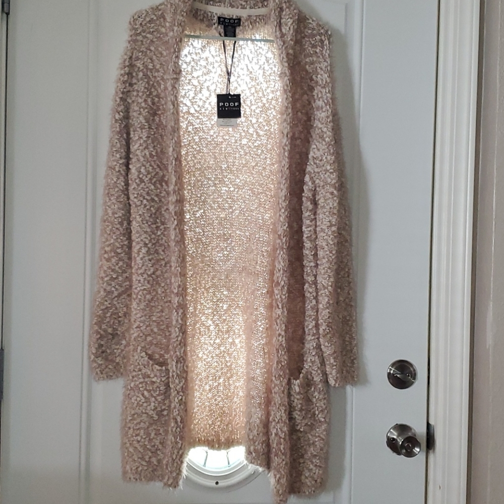 Poof NY brand cardigan 3X cream color